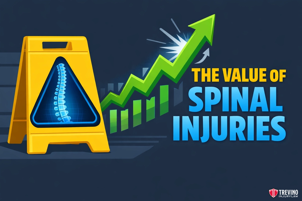Spinal cord injury slip and fall settlement. A yellow sign with a blue triangle and green arrow.
